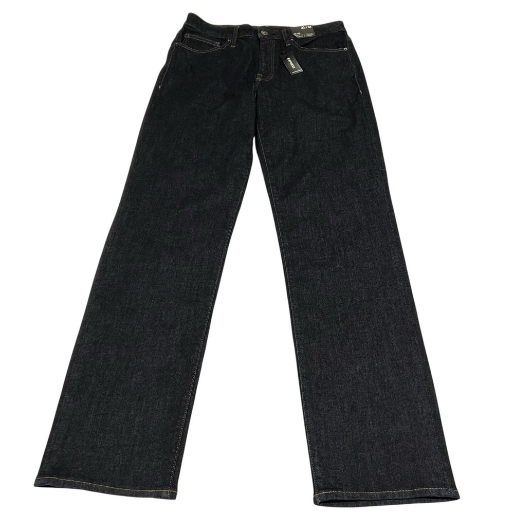 New Express Men's Relaxed Hyper Stretch Jean Temperature Control Dark Blue Sz 30